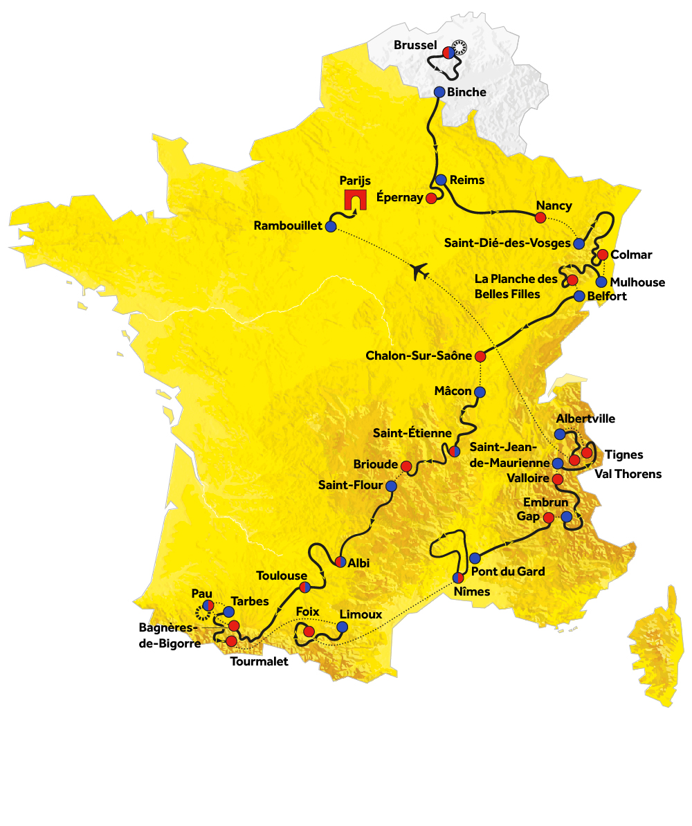 Routekaart Tour de France